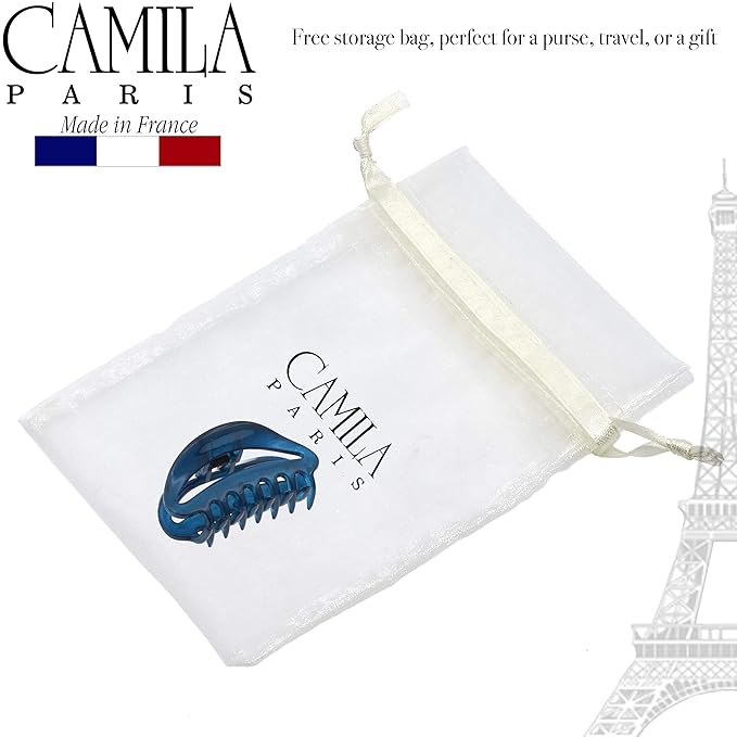 Camila Paris CP3081 French Hair Clip for Women, Blue, Girls Hair Claw Clip Jaw Fashion Durable and Styling Hair Accessories for Women, Luxury Ladies Strong Hold No Slip Grip Clamp, Made in France