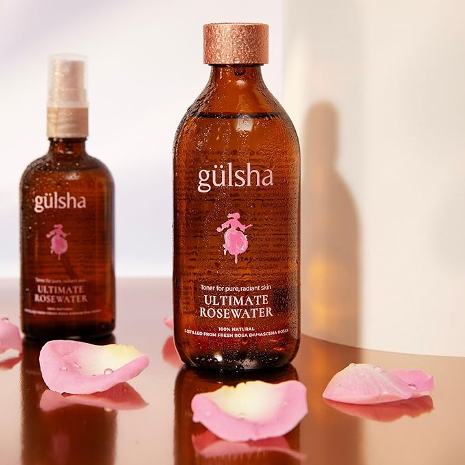 GULSHA ULTIMATE ROSEWATER, Natural Rosa Damascena Flower Water, Cleanses, Nourishes and Tones Skin, Restores Radiance to Your Skin, Free from Chemicals, 100% Natural Glow Rose Essence, 250ml/8.45fl oz