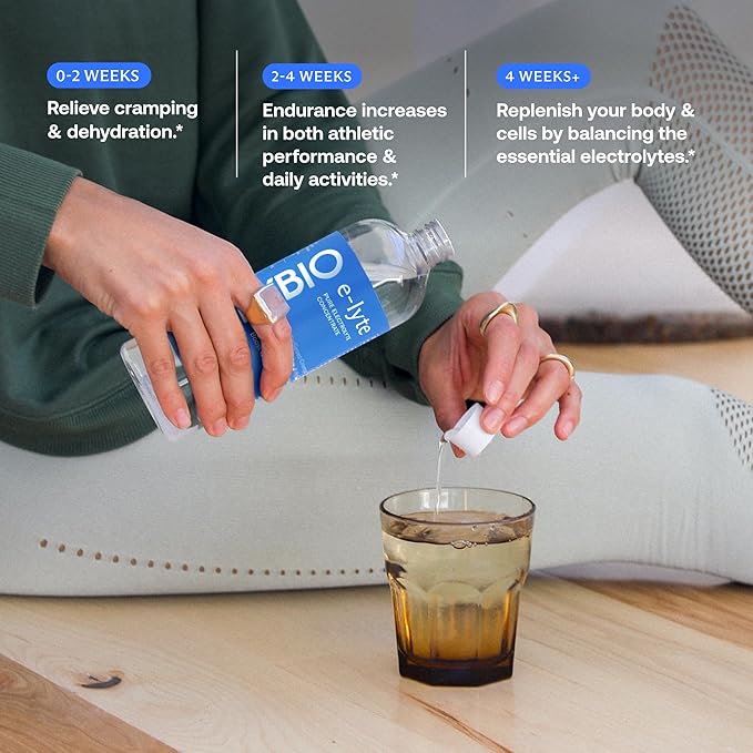 BodyBio e-Lyte - Liquid Electrolyte Concentrate for Clean Hydration, Energy & Cramp Relief - No Sugar, No Artificial Flavors, No Fillers, Keto Friendly