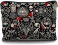 Nogrit Gothic Black Makeup Bag - Retro Black Small Cosmetic Makeup Bag for Purse, Gothic Gifts for Women