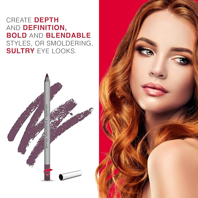Mirabella Eye Definer & Antioxidant Infused Cream Eye liner - Ultra Pigmented Gel Eyeliner Pencil with Retractable Design, Sharpener Included - Prune