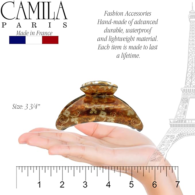 Camila Paris CP3423 French Hair Clip for Women Thick Hair for Long Curly Wavy Hair, Girls Hair Claw Clips Jaw, Durable Styling Big Claw Clip for Thick Hair, Strong Hold No Slip Grip, Made in France