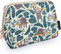 Aosbos Small Travel Makeup Pouch - Cosmetic Bag for Women - Green Leaf