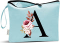 Vavabox A-Z Personalized Makeup Bag, Birthday Gifts for Women Mom, Gifts for Best Friend, Bride Bridesmaid Cosmetic bag (A, Green)
