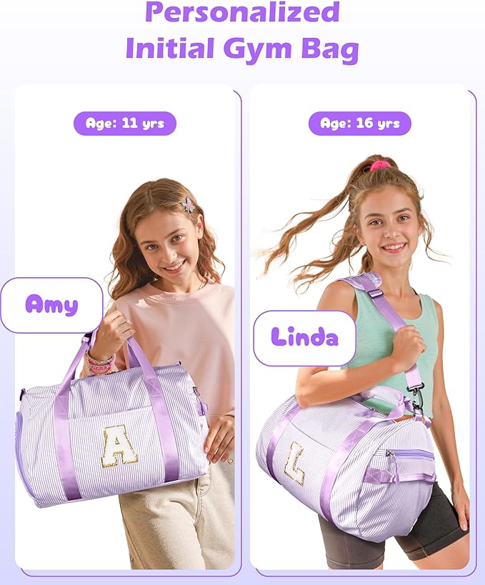 Stocking Stuffers for Teens, Girls Travel Duffle Bag, Kids Initial Overnight Duffel Bags with Shoe Compartment, Personalized Dance Bag with Cosmetic Pouch, Trendy Stuff (Letter Z)