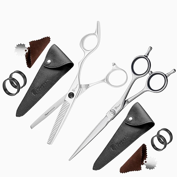 Fagaci Hair Thinning Scissors 6" with 440C Steel, Extreme Sharpness & Precise Cuts Texturizing Shears, Professional Hair Scissors, Barber Scissors Set, Slim Blades Texturizing Scissors