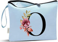 Vavabox A-Z Personalized Makeup Bag, Birthday Gifts for Women Mom, Gifts for Best Friend, Bride Bridesmaid Cosmetic bag (O, Blue)