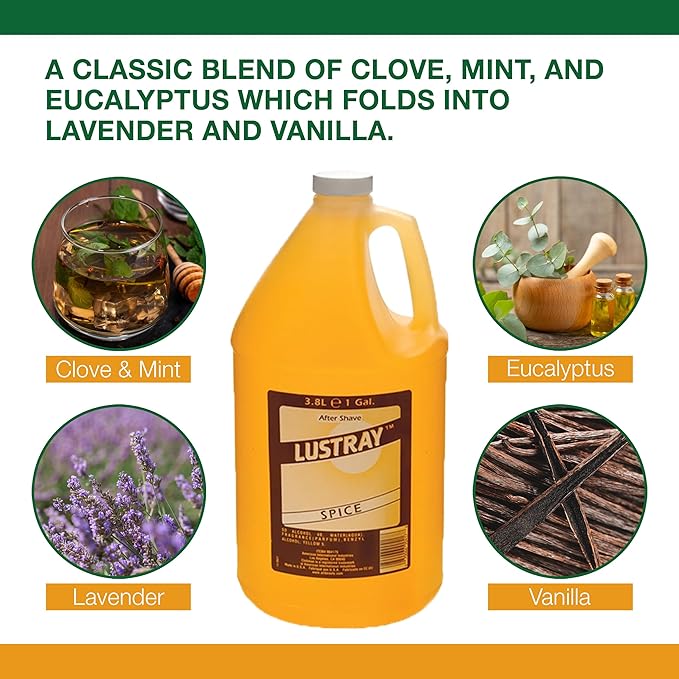 Clubman Lustray Spice After Shave - Classic Refreshing Scent Aftershave for Men, Barbershop & Home Use Splash, 1 Gallon