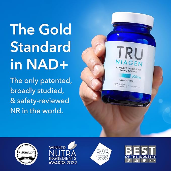 TRU NIAGEN Patented NAD+ Supplement for Anti Aging and Cell Regeneration, 300 mg Niagen, 90 Servings | Supports Cellular Energy, Brain, Muscle | Nicotinamide Riboside (NR) Take 1 Daily | 1 Bottle
