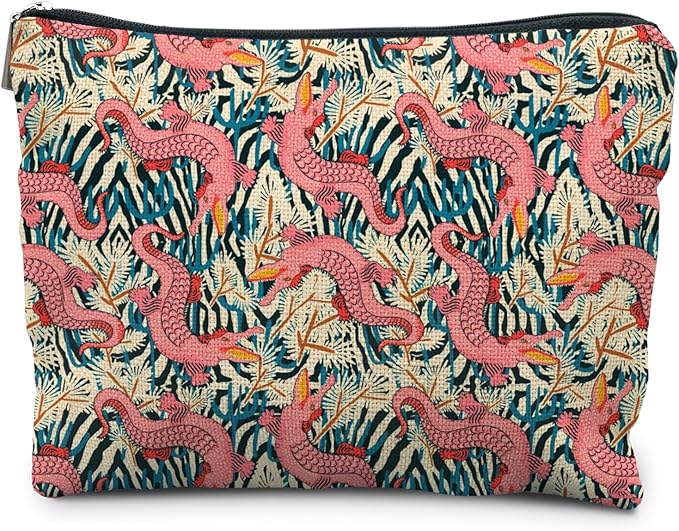 Pink Gator Makeup Bag - Alligator Gifts for Women, Cosmetic Bags & Toiletry Bags