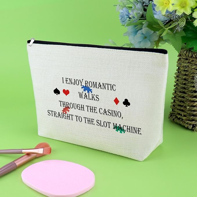 Funny Gambling Gifts Makeup Bag Casino Lover Gift Gambler Presents Lucky Casino Cosmetic Bag Friendship Presents for Best Friend Sister Coworker Gambler Lover Christmas Birthday Travel Cosmetic Pouch