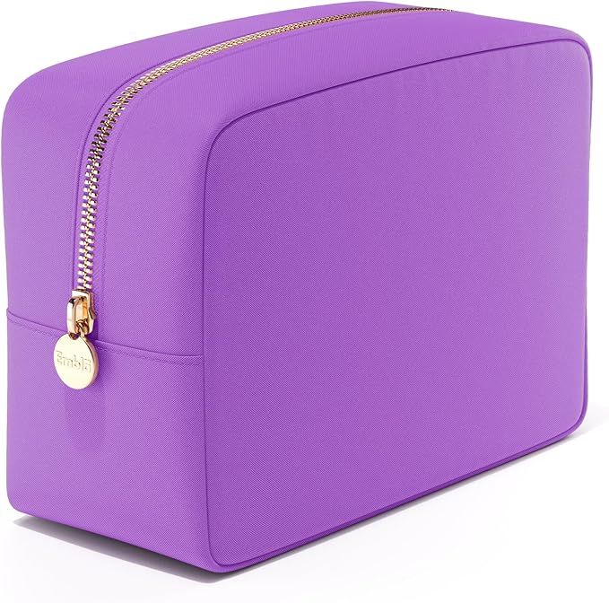 Embla Makeup Bag Travel Cosmetics Pouch and Toiletry Bag, Nylon Zipper Pouch Purse, Cute Make Up Organizer Storage Tote for Women Girls, Waterproof Travel Skincare Case, Large Makeup Bags, Grape