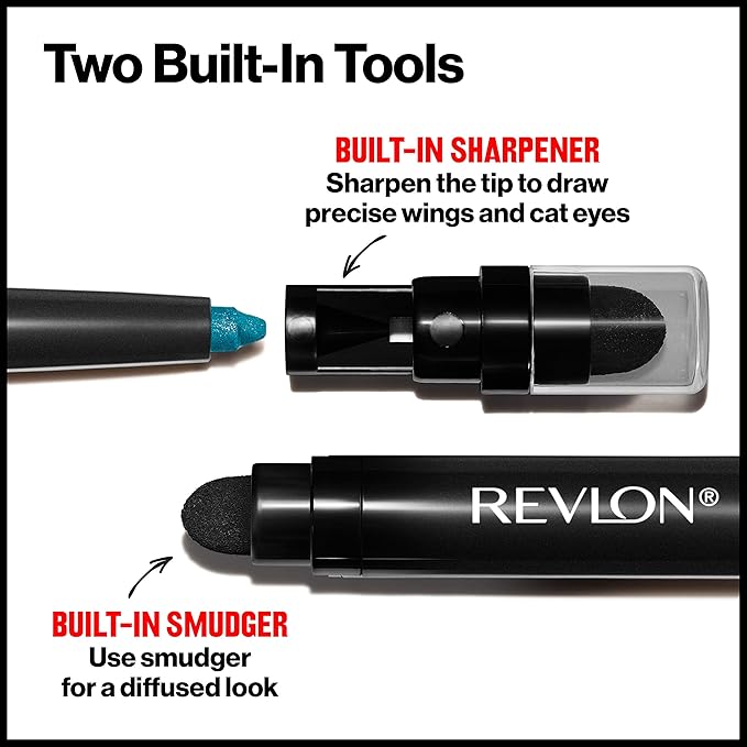 Revlon ColorStay Pencil Waterproof Eyeliner, Smudge-Proof, Eye Makeup with Built-In Sharpener, Packaging May Vary, 210 Teal, 0.01 oz
