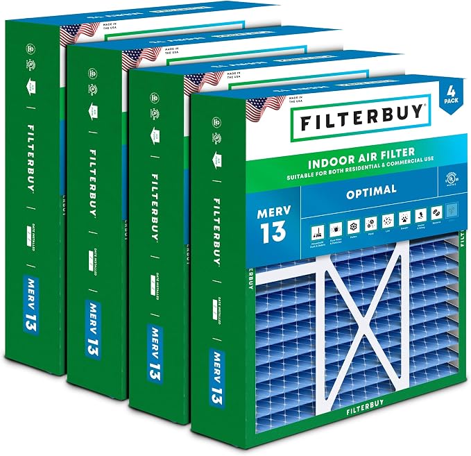 Filterbuy 22x24x5 Air Filter MERV 13 Optimal Smoke & Allergy Defense, by Filterbuy