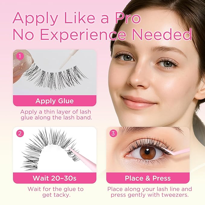 BEPHOLAN False Eyelashes With Tweezers- Ultra-thin False Lashes10 Pairs Eyelashes Pack Natural look Lash Strips Lightweight Lashes with Soft Clear Band(CCS122)