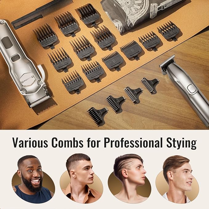 Jack & Rose Clippers and Trimmers Set, Cordless Hair Clippers for Men, Barber Clippers Set