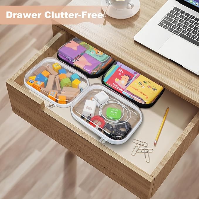 3pcs Clear Hard Shell Zipper Case, Transparent Hard Plastic Zipper Pouches, Portable Travel Organizer, Clear Toiletry Bag, Craft and Arts Organizer, Toy Storage Bins, Stackable Hard Side Plastic Case