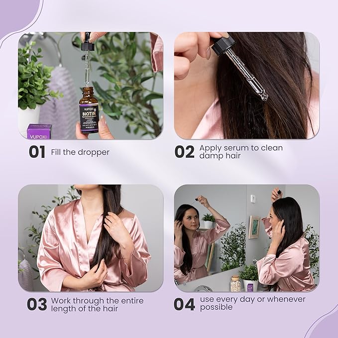 Biotin Hair Growth Serum - Topical Biotin Hair Serum for Hair Growth Infused with Peptides, Keratin, Caffeine, and Vitamins, All Hair Types 1 Fl Oz (1.01 FL OZ, Rosemary)