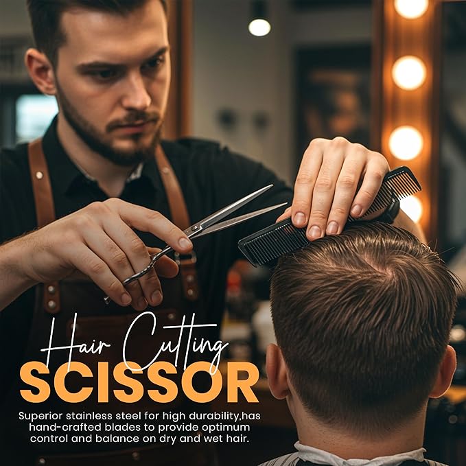 Utopia Care Hair Cutting and Professional Hairdressing Scissors 6.5 Inch, Premium Stainless Steel Shears with Smooth Razor and Sharp Edge Blades for Salons, Men, Women and Kids, Silver