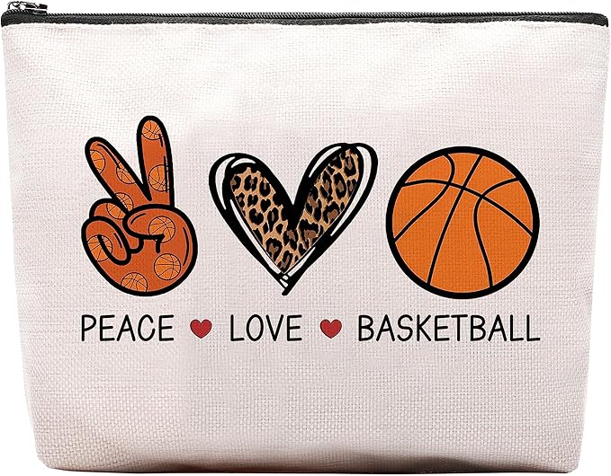 Basketball Gifts for Women - Cosmetic Bag Gifts for Players, Fans & Friends - Travel Makeup Pouch