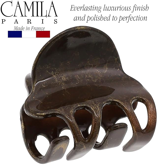 Camila Paris CP3128 French Hair Clip for Women, Small Brown Girls Hair Claw Clips Fashion Durable Hair Accessories for Women, Luxury Ladies Strong Hold No Slip Grip Clamp, Made in France