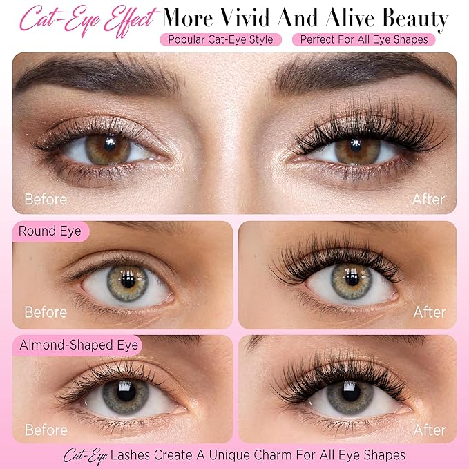 Eyelashes Natural Look False Lashes - Bepholan Fake Eyelashes 5D Super Fluffy False Eyelashes Clear Band Wispy Lashes 3-Pack Faux Mink Lashes(XMZ92)