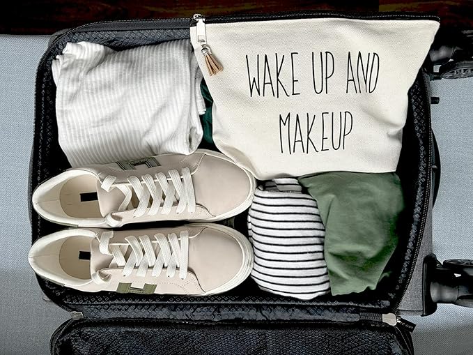 Stylish Makeup Bag Organizer | Perfect 100% Cotton Canvas Cosmetic Bag Ideal for Travel and for Cute Gifts