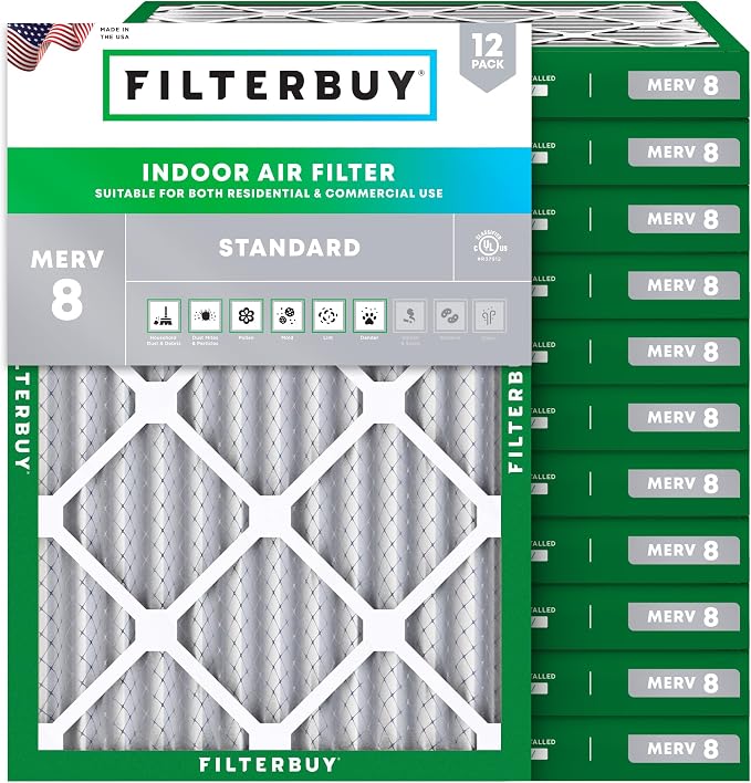 Filterbuy 24x30x2 Air Filter MERV 8 Essential Dust & Allergy Defense, by Filterbuy
