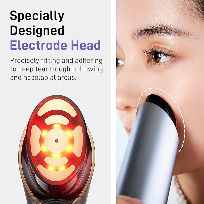 FLOSSOM Facial Toning Device, 3-in-1 Beauty Massager, 5 Intensity Levels Adjustable, Face + Eye 2 Modes for Skin Firming, Smoothing and Absorption Boosting