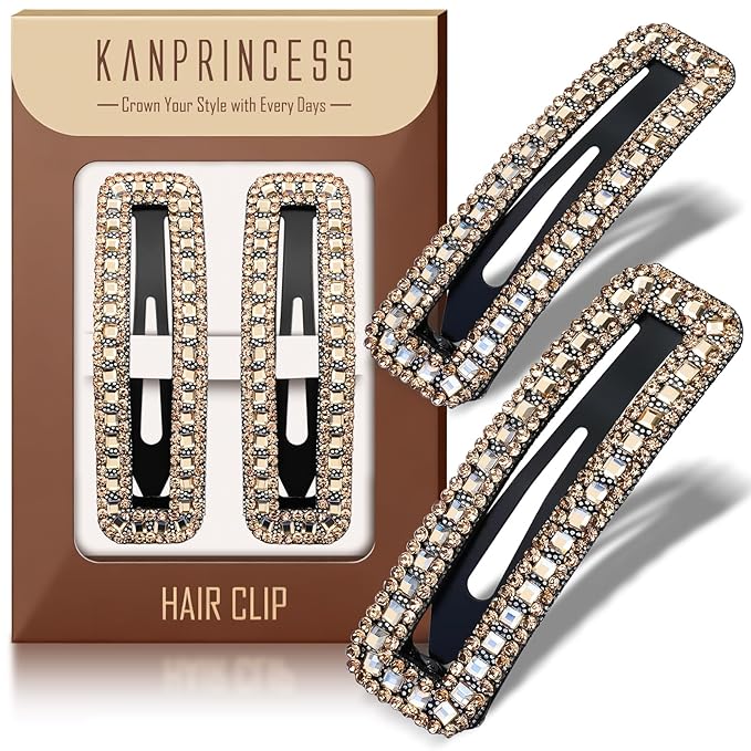 Rhinestone and Crystal Hair Clips 2-Pack, Sparkly Barrettes & Elegant Bling Accessories for Women & Girls(Set6)