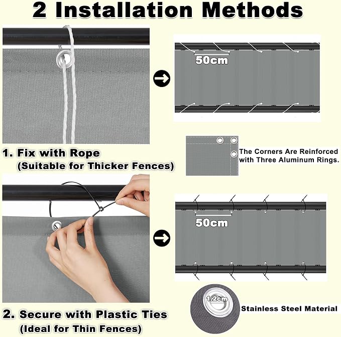 Balcony Privacy Screen 3.9' x 6.6' Privacy Protection Weatherproof Privacy - Image 6