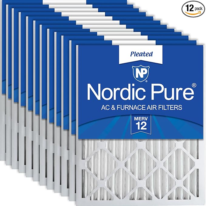 Nordic Pure 16x20x2 Pleated MERV 12 Air Filters 12 Pack by NordicPure