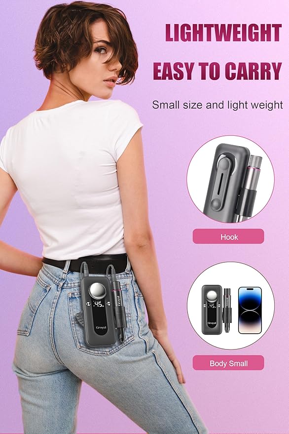 Electric Nail Drill 45000RPM Cordless Portable Rechargeable Nail Drill Kits for Acrylic Gel Nails…