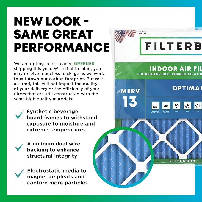 Filterbuy 20x25x2 Air Filter MERV 13 Optimal Smoke & Allergy Defense, - Image 3