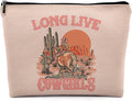 Pink Cowgirl Cosmetic Bag, Western Supplies for Women Makeup Bag for Purse, Western Makeup Bag, Long Live Cowgirls Preppy Gifts Cowgirl Gifts Pouch Bags, Western Bags for Women