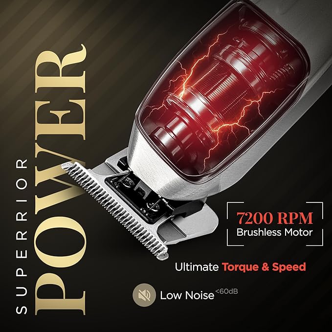 Fagaci Professional Zero Gapped Trimmer for Men, 5X Longer Sharpness Cordless Beard Trimmer for Men, T Liners Professional Trimmers for Barbers with Brushless Motor, Zero Gap Trimmers Barber T Blade