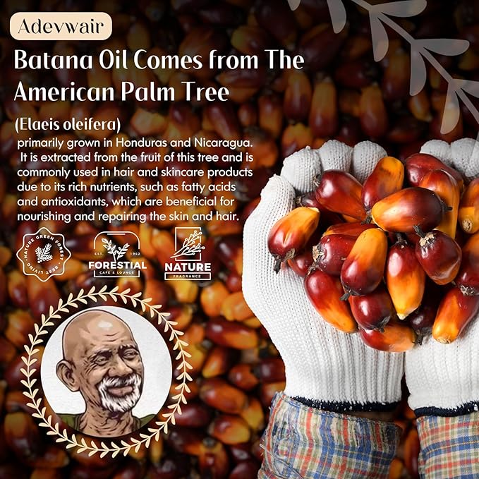 Batana Oil for Hair Growth, Dr Sebi 100% Pure Organic Natural Ingredients from Honduras Prevents Hair Loss, Enhances Thickness, Restores Dry Damaged Hair, 5.3oz