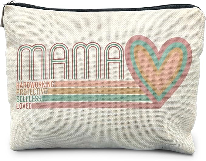 Mama Makeup Bag, Mom Gifts Cosmetic Bags for Women, Mama Makeup Zipper Pouch, Mama Mom Gifts from Daughters Sons, Mother's Day Gifts for Mom