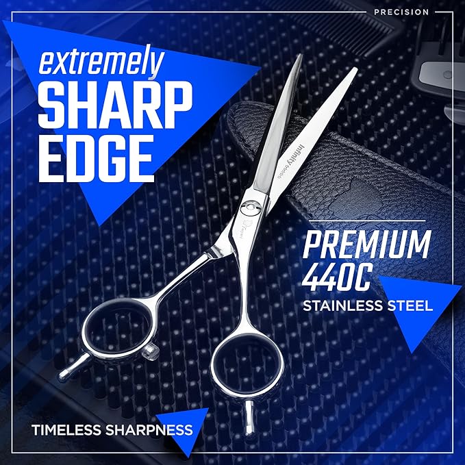Fagaci Professional Hair Cutting Scissors 6” Super Sharp Thin Blades, 440C Steel for Maximum Precision, Lightweight Hair Shears for Women & Men