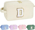YOOLIFE White Personalized Makeup Bag - Initial Travel Makeup Pouch for Girls Birthday Gifts
