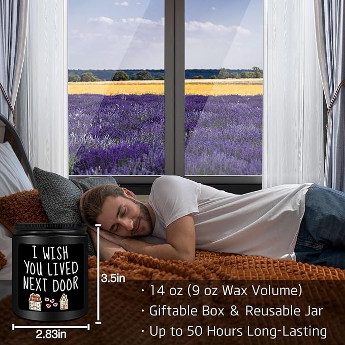 Birthday Unique Men Gifts, I Wish You Lived Next Door Scented Candles, Birthday Gifts for Men