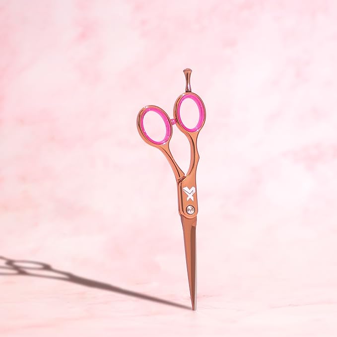 Cricket Shear Xpressions 5.75" Left-Handed Professional Hair Cutting Scissors - Barber Scissors, Japanese Stainless Steel, Ideal for Stylists and Home Use, Hey Rosie - Rose Gold