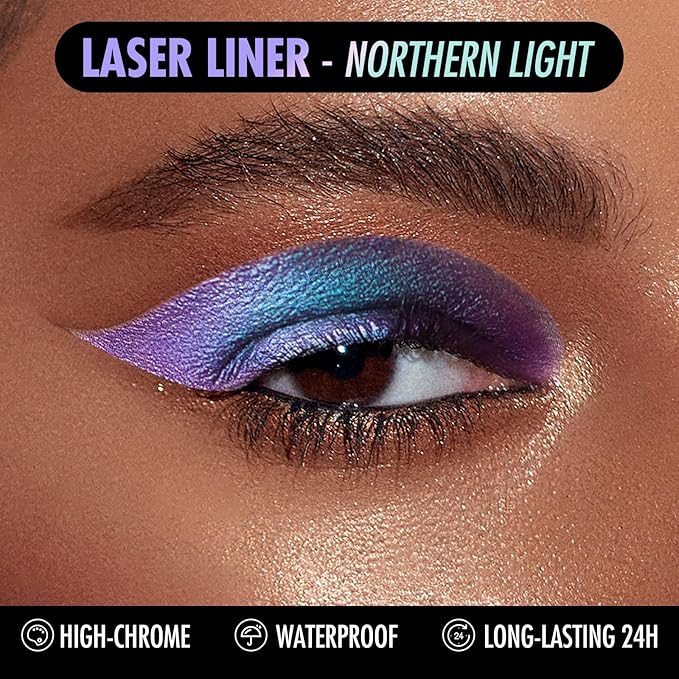 BEPHOLAN Eyeliner Pencil and Eyeshadow Palette, Blue-Purple Shifting Colors Glitter Waterproof Eyeliner, 24h Long-Lasting Metallic Colored Pen