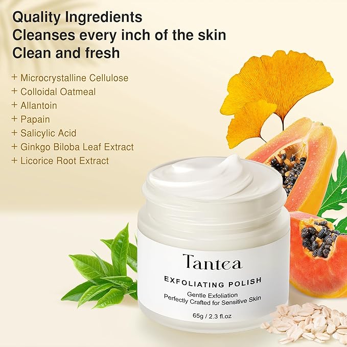 Microdermabrasion Facial Scrub with Rice Extract – Gentle Face Exfoliator for Instantly Smooth & Radiant Skin, Salicylic Acid & Papain to Improve Skin Texture, Blackheads, Refine Pores, 2.3 fl oz