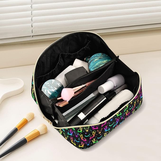 Makeup Organizer Bag, Bright Deer Skulls Travel Makeup Bags Makeup Vanity Case Large Capacity Rhombus Cosmetic Toiletry Bag for Girl Women Ladies