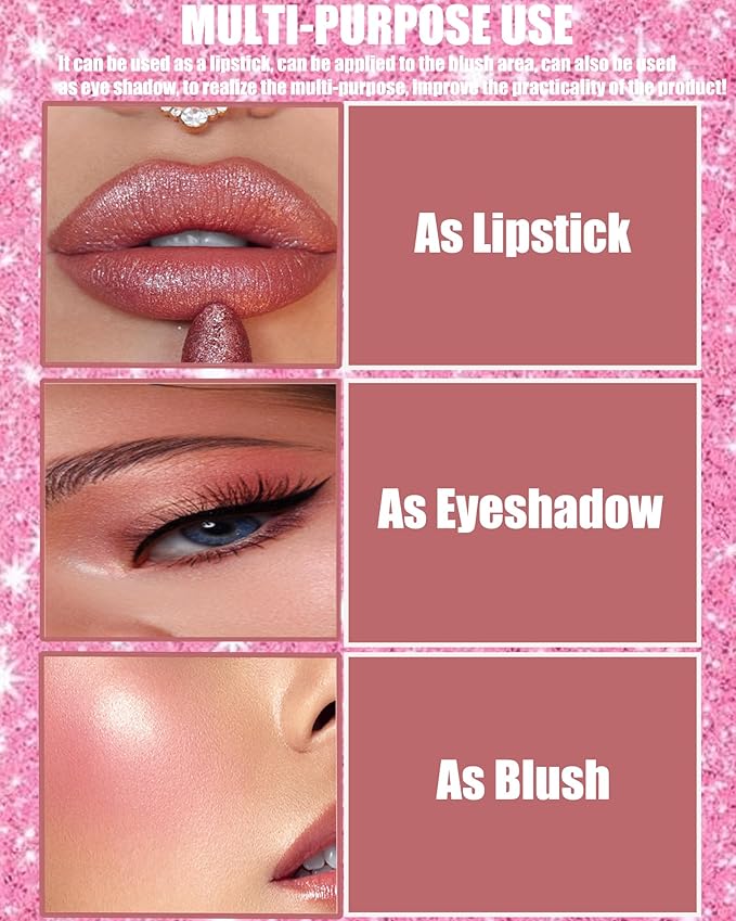 Metallic Glitter Lipstick Matte Long Lasting Nude Pink Lip Gloss for Women,Shimmer Diamond Sparkling Shiny Lip Stick Waterproof Lipgloss Lipstick,High Pigmented Tinted Red Lipstain Lipcolor Makeup-01
