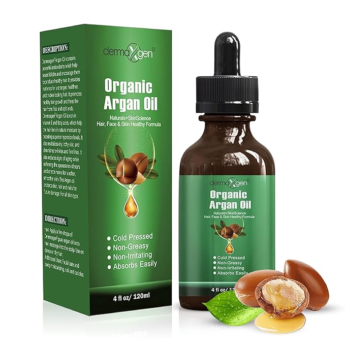 Argan Oil -100% Organic & Cold Pressed Moroccan Oil - Anti-Aging Moisturizing Treatment for Face, Hair, Skin & Nails, Acne Scars, Anti-Wrinkle. (4 FL OZ)