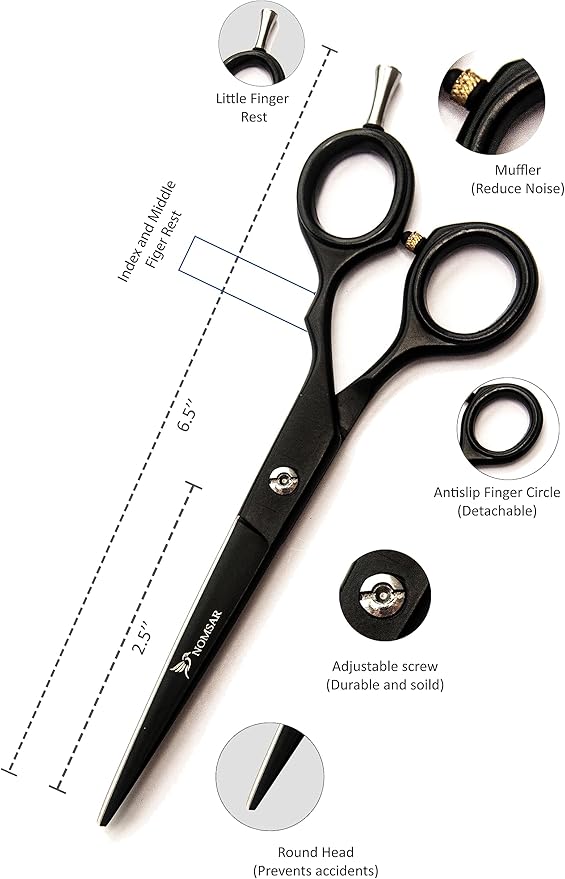Professional Hair Cutting Scissors Kit, Sharp Fine Blades, Premium Stainless Steel Hairdressing Shears, Haircut Beard Trimming Grooming Set for Barber Salon Home Men Women Pets (Black-Silver)