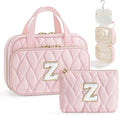 YOOLIFE Hanging Toiletry Bag for Women - Portable Makeup and Travel Bag, Cruise Ship Essentials - Letter Z, Pink