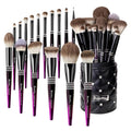 Bueart Design 16PCS Ultra Soft Makeup Brushes Sets with Holder,Professional Make up Brushes with Diamond(Purple-Black Gradient & Holder)